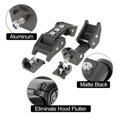 2 x Car Hood Latch Lock Kit with Accessories for Jeep Wrangler JK JKU (2007-2017)