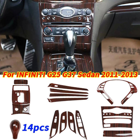 14x Wood Grain Interior Accessories Trim for INFINITI G25 G37 Sedan (2011–2013)