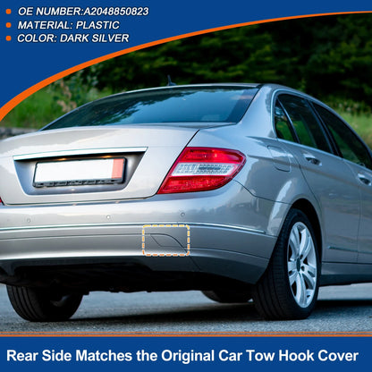 Rear Bumper Tow Hook Cover for Mercedes-Benz W204 (2007-2014) Dark Silver