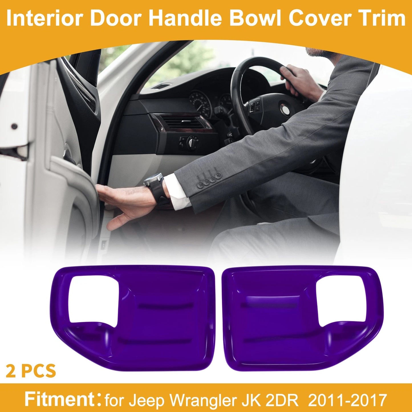 Interior Door Handle Bowl Cover Trim for Jeep Wrangler JK 2011-2017 Purple 2 x