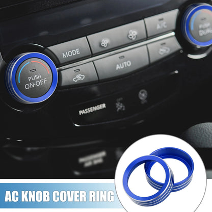 AC Knob Cover Rings for Nissan Rogue 2014-2020 Blue