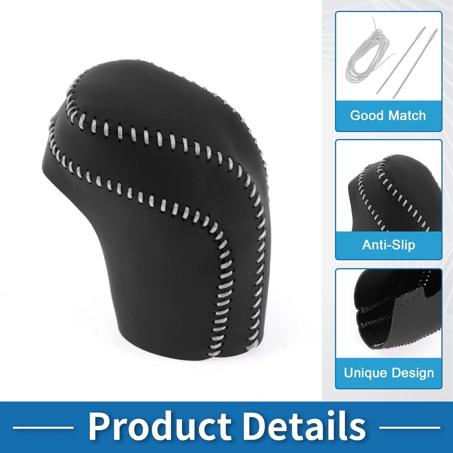 Car Gear Shift Knob Cover for Toyota Camry (2018-2024) Black Gray Faux Leather