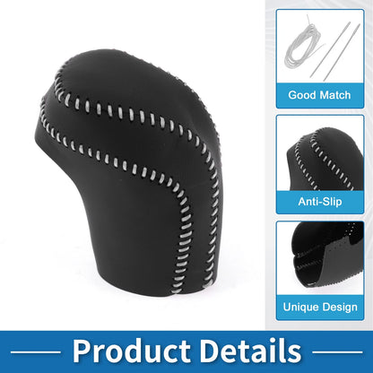 Car Gear Shift Knob Cover for Toyota Camry (2018-2024) Black Gray Faux Leather
