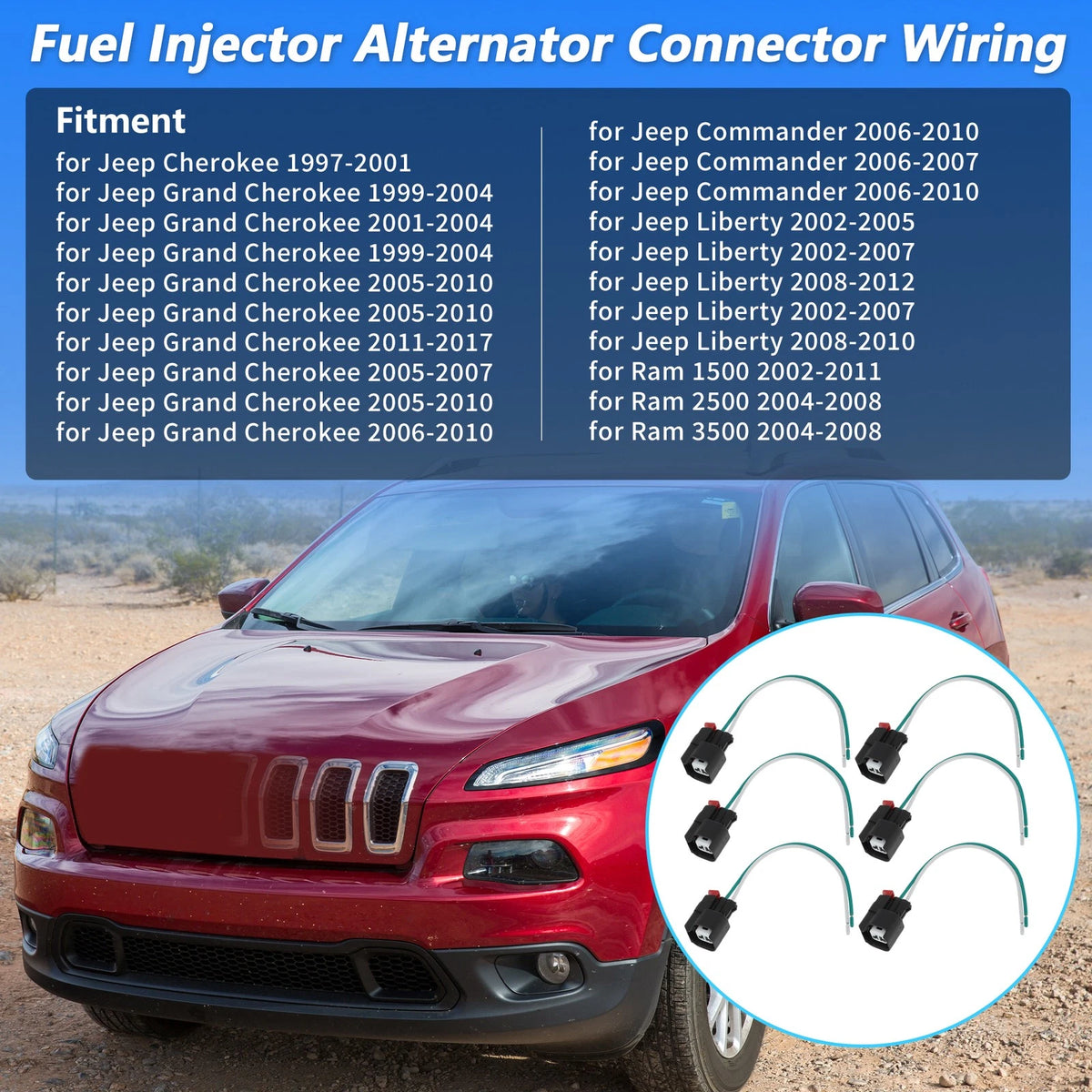 6x Fuel Injector/Alternator Connector Wiring for Jeep, Dodge, Chrysler