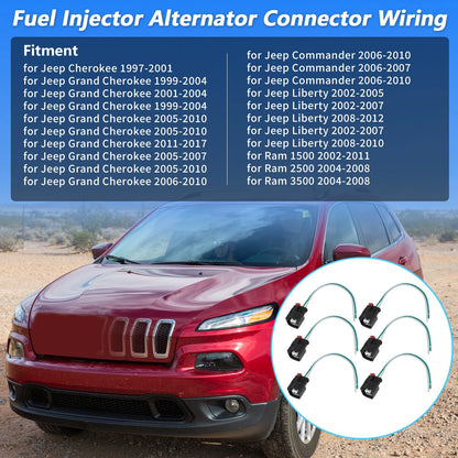 6x Fuel Injector/Alternator Connector Wiring for Jeep, Dodge, Chrysler