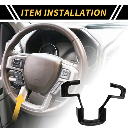 Steering Wheel Cover Trim for Ford F-150 (2015-2020) Carbon Fiber Black