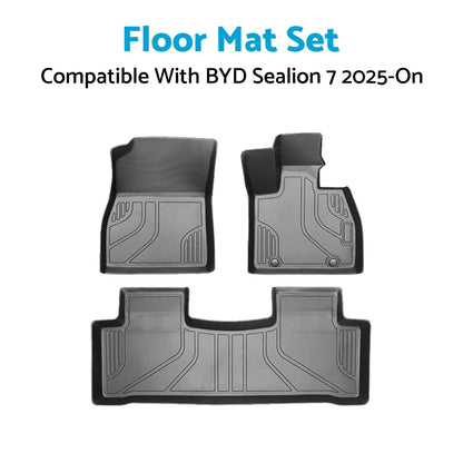 3 Pcs Anti-Slip All-Weather Car Floor Mats for BYD Sealion (2025-On)