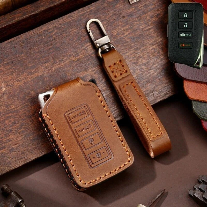 Black Leather Car Remote Key Case Cover for Lexus IS/GS/RX/ES/NX/LS/RC/LX (2015–2023)
