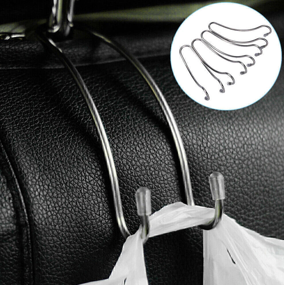 Car Seat Hooks for Coat Purse Shopping Bag Holder - Silver Stainless Steel