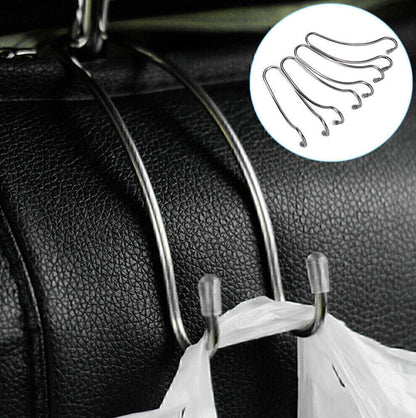 Car Seat Hooks for Coat Purse Shopping Bag Holder - Silver Stainless Steel