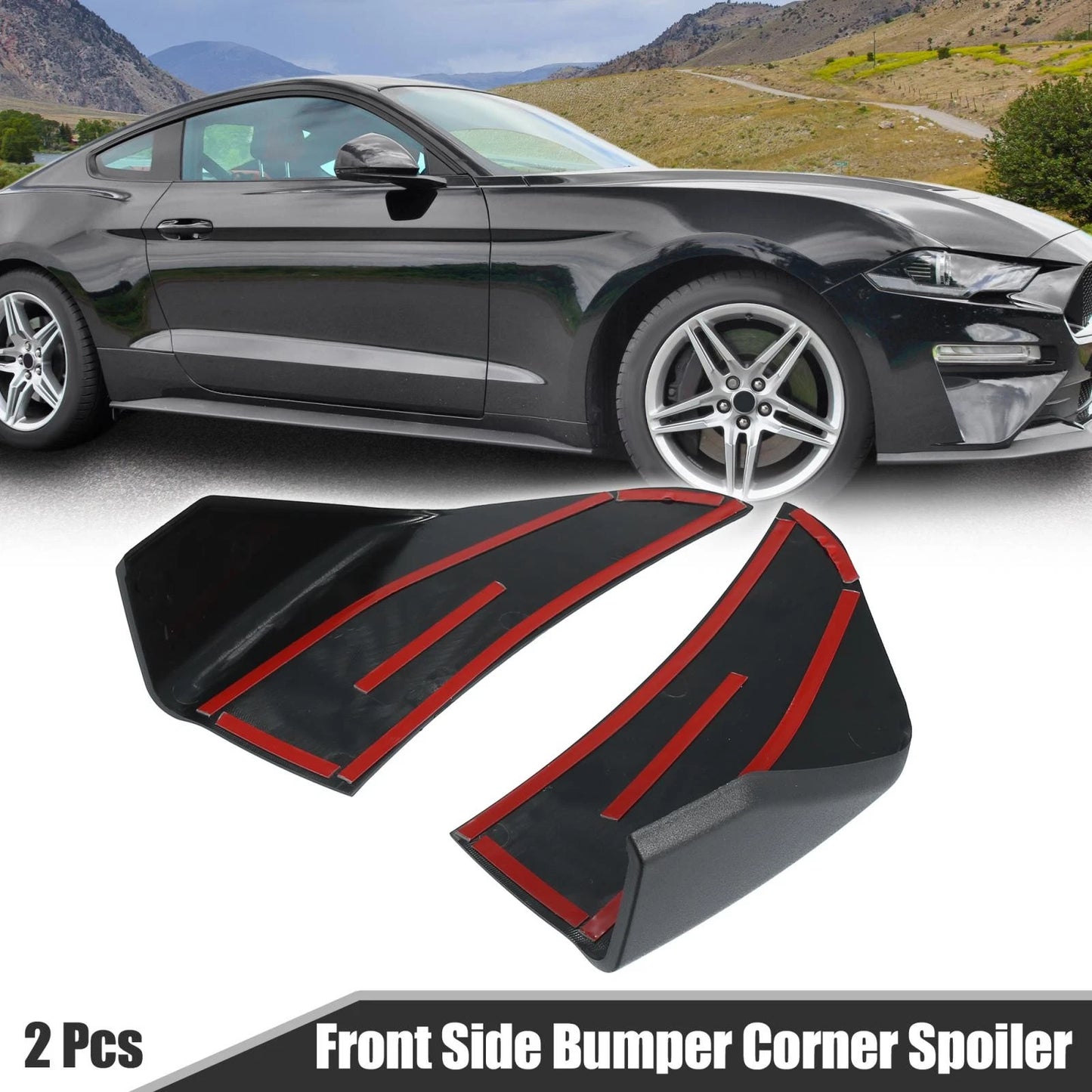 Front Side Bumper Corner Spoilers for Ford Mustang (2015-2020) Black