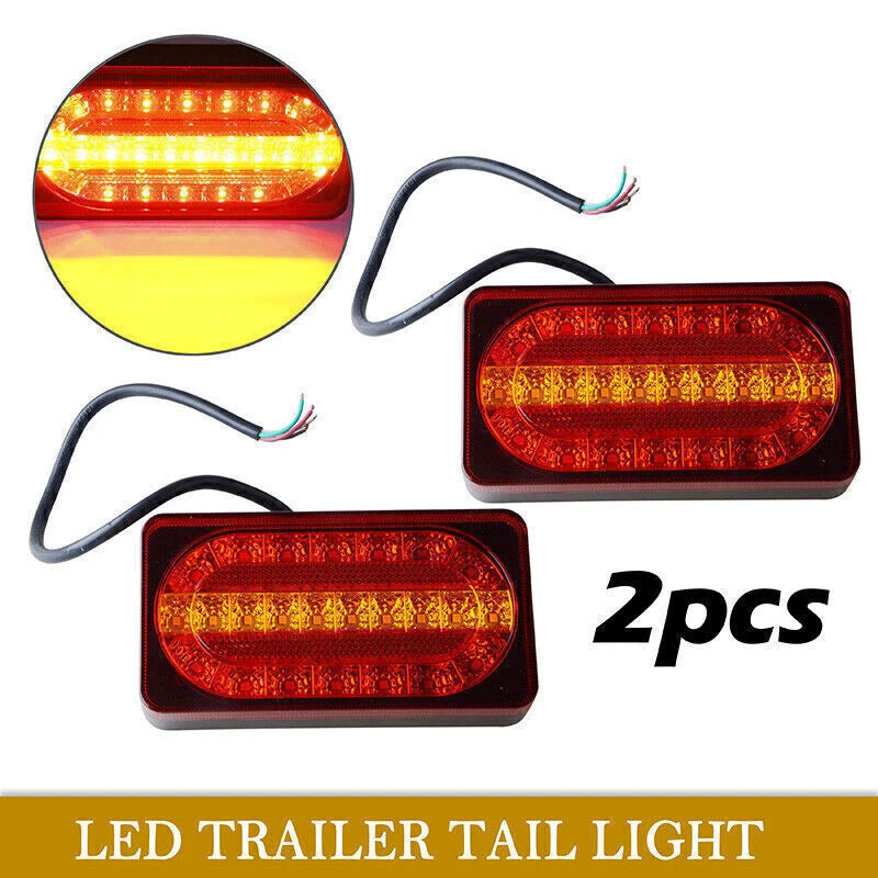 2 x 6" RV Trailer Truck Amber & Red 24 LED Mount Stop Turn Tail Brake Light