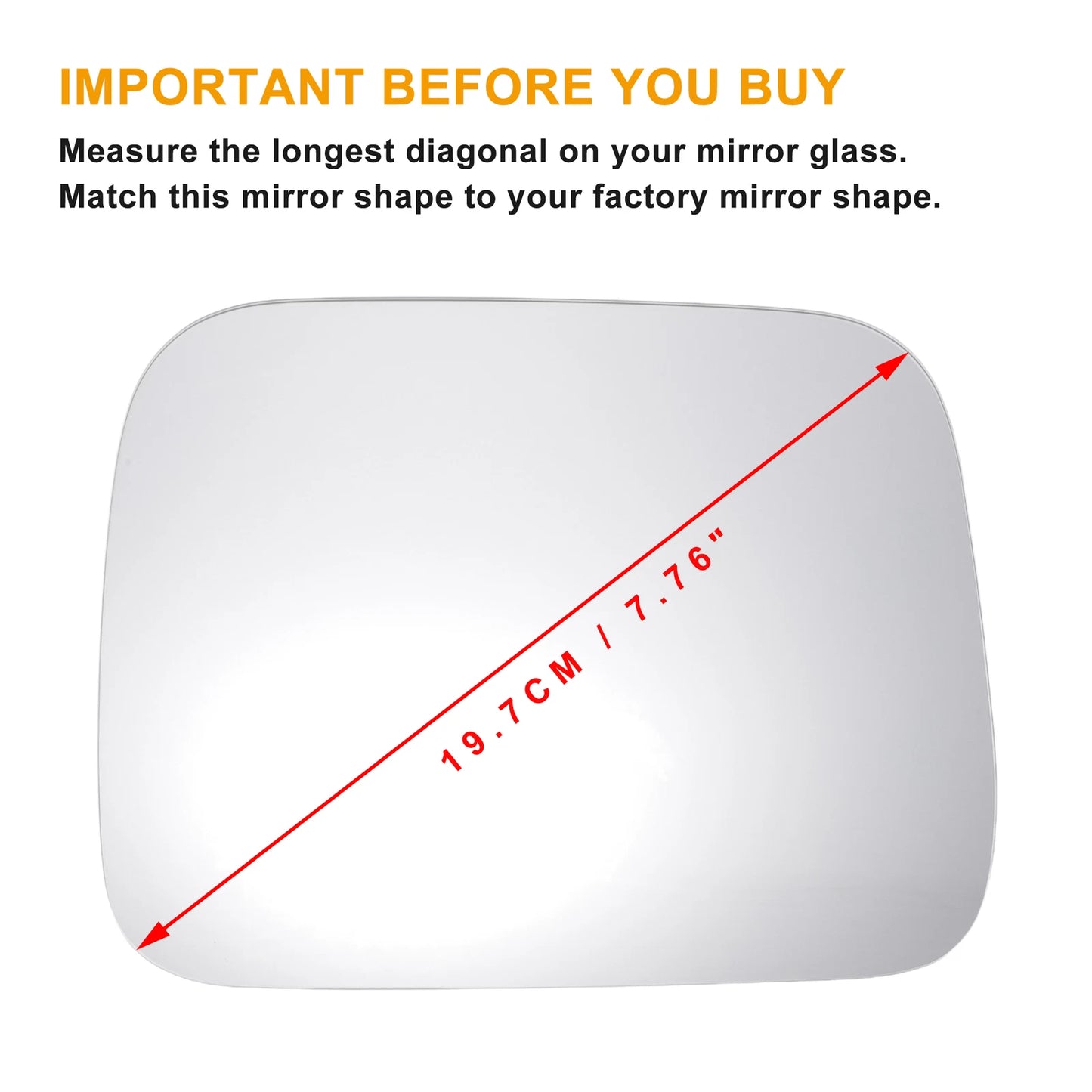 Left Side White Mirror Glass w/ Back Non-Heated for Jeep Renegade (2014-2022)