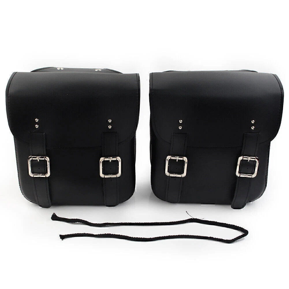 Black Motorcycle Leather Side Saddle Bags for Harley Sportster XL883/1200