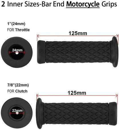 7/8" Motorcycle Hand Grips for Honda Grom, Yamaha FZ1 (2013-2023)