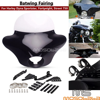 Windshield & Batwing Fairing for Harley Sportster 48 XL1200X 883 Dyna (2010-2023)