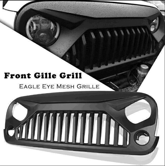 Angry Bird Front Grille for Jeep Wrangler JK 2007-2017 Upgrade Matte Black