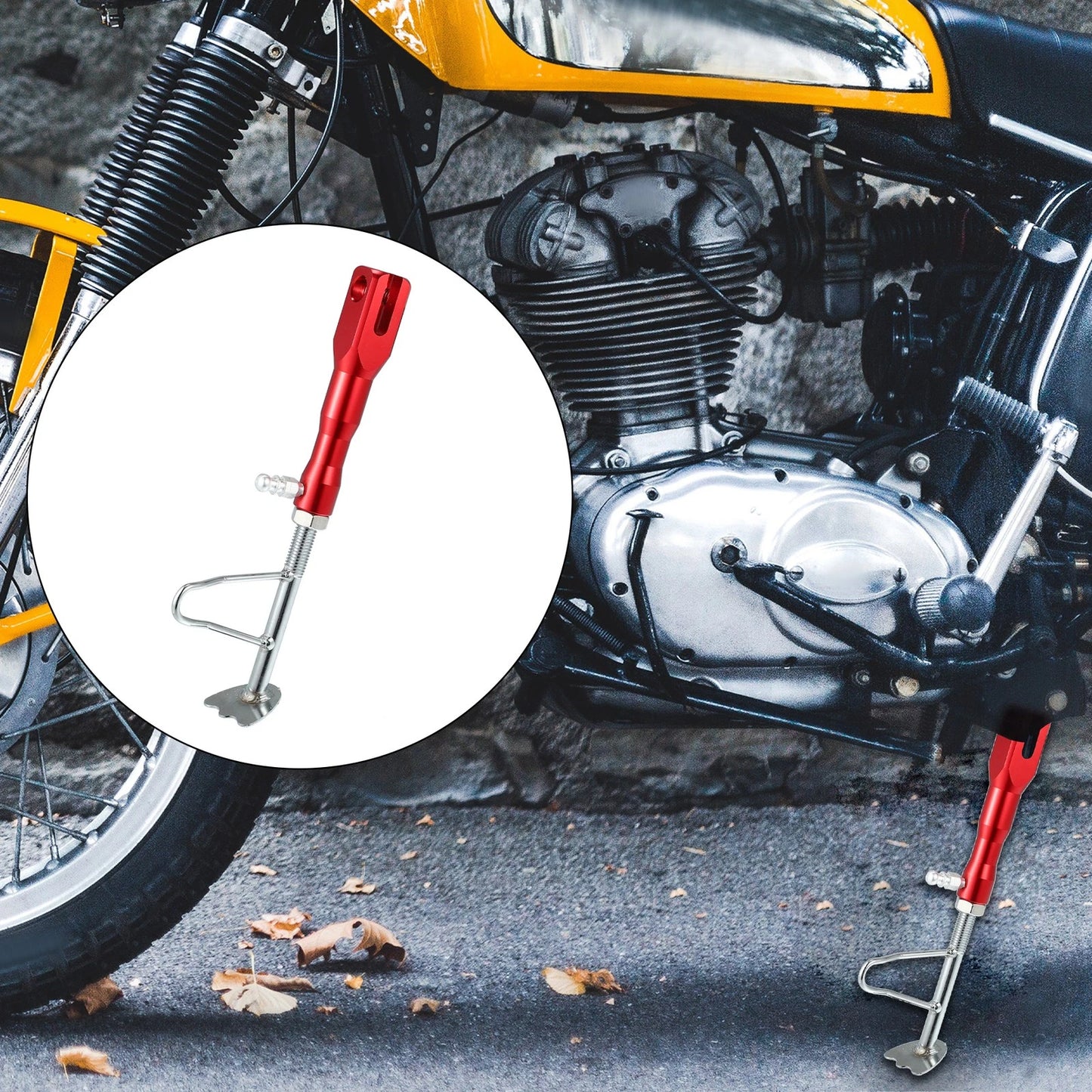 Kickstand Motorcycle Side Stand Adjust Holder Foot Red