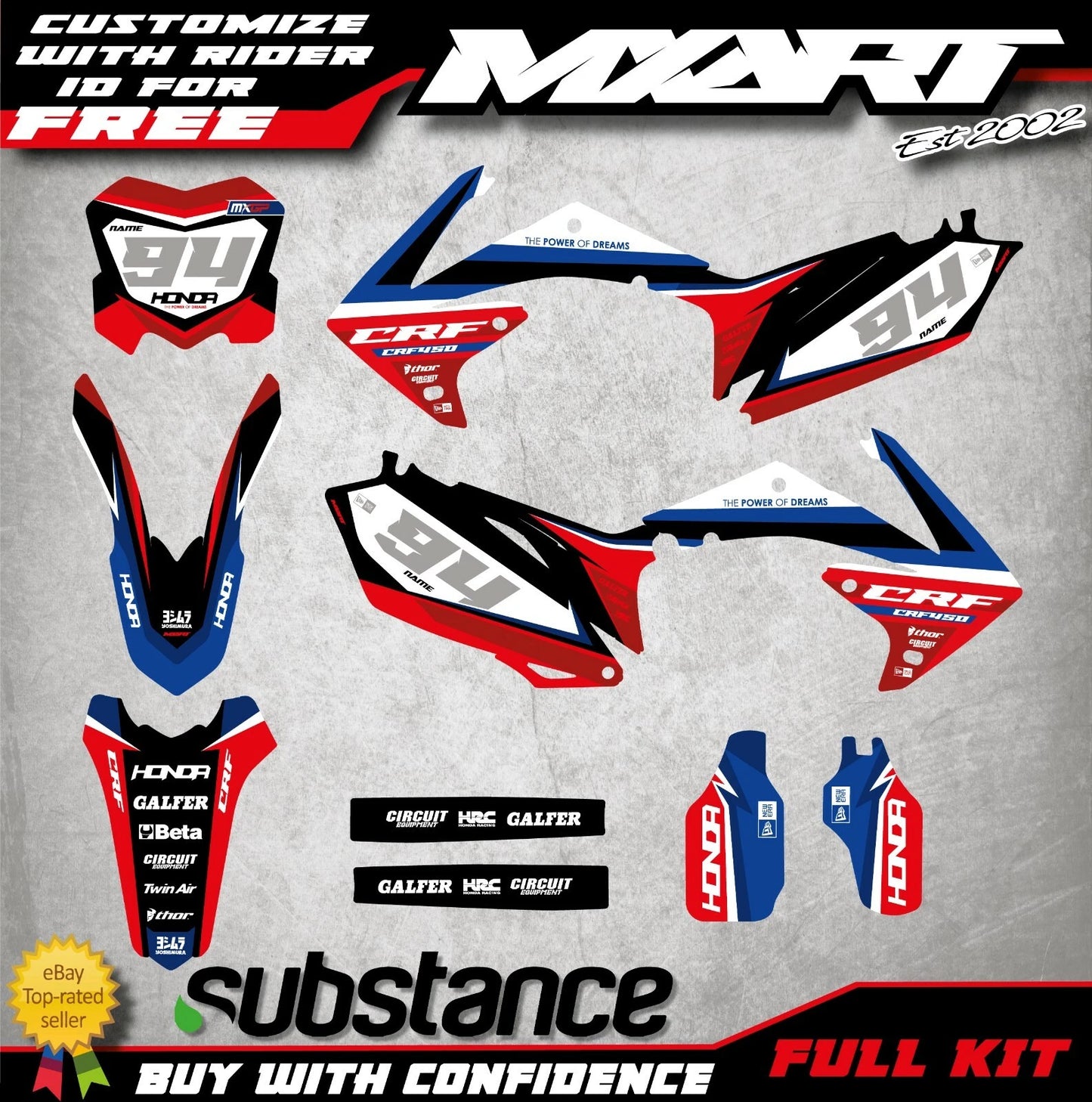 Full Custom Graphics Sticker Kit for Honda CRF 450 (2009-2012)