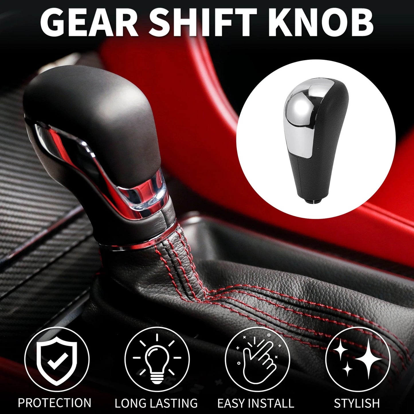 Automatic Gear Shift Knob for Ford Focus MK2 2005-2012 Black Silver Tone