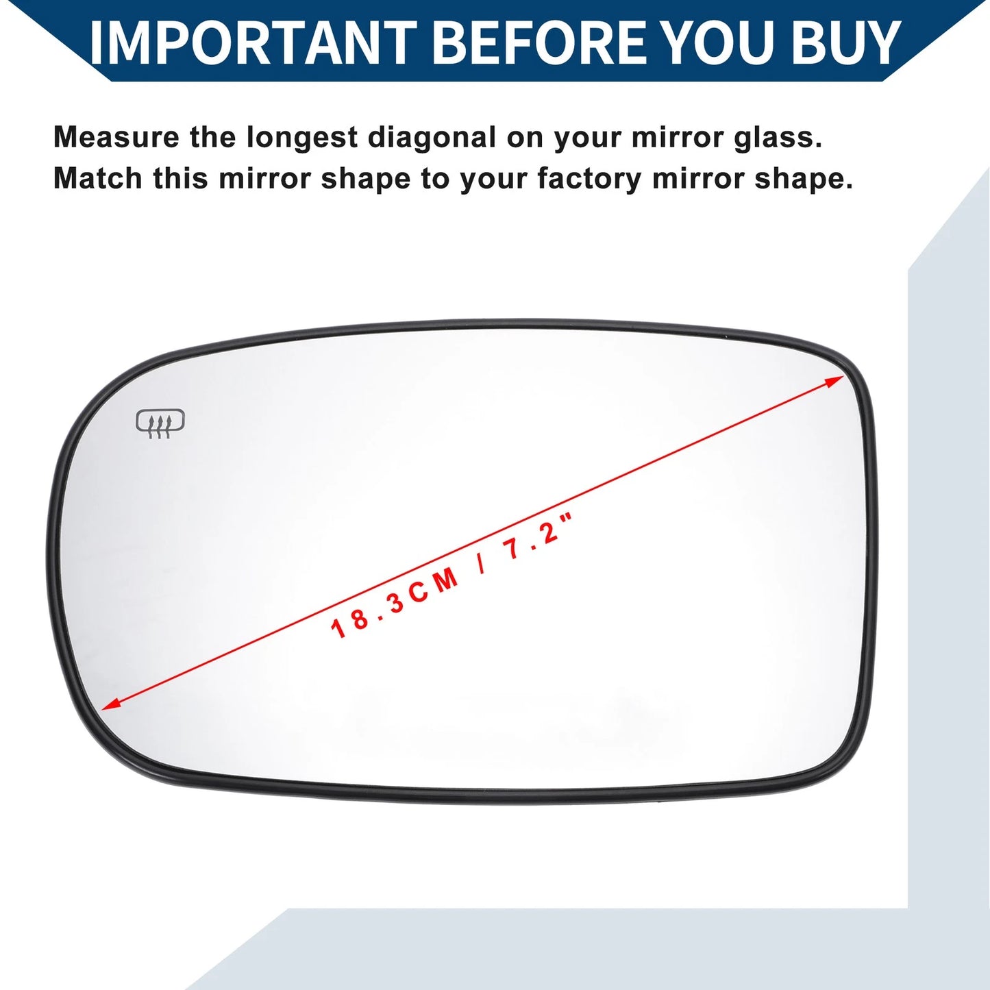 Heated Left Side Mirror Glass Replacement for Chrysler 200 300 (2005-2018)
