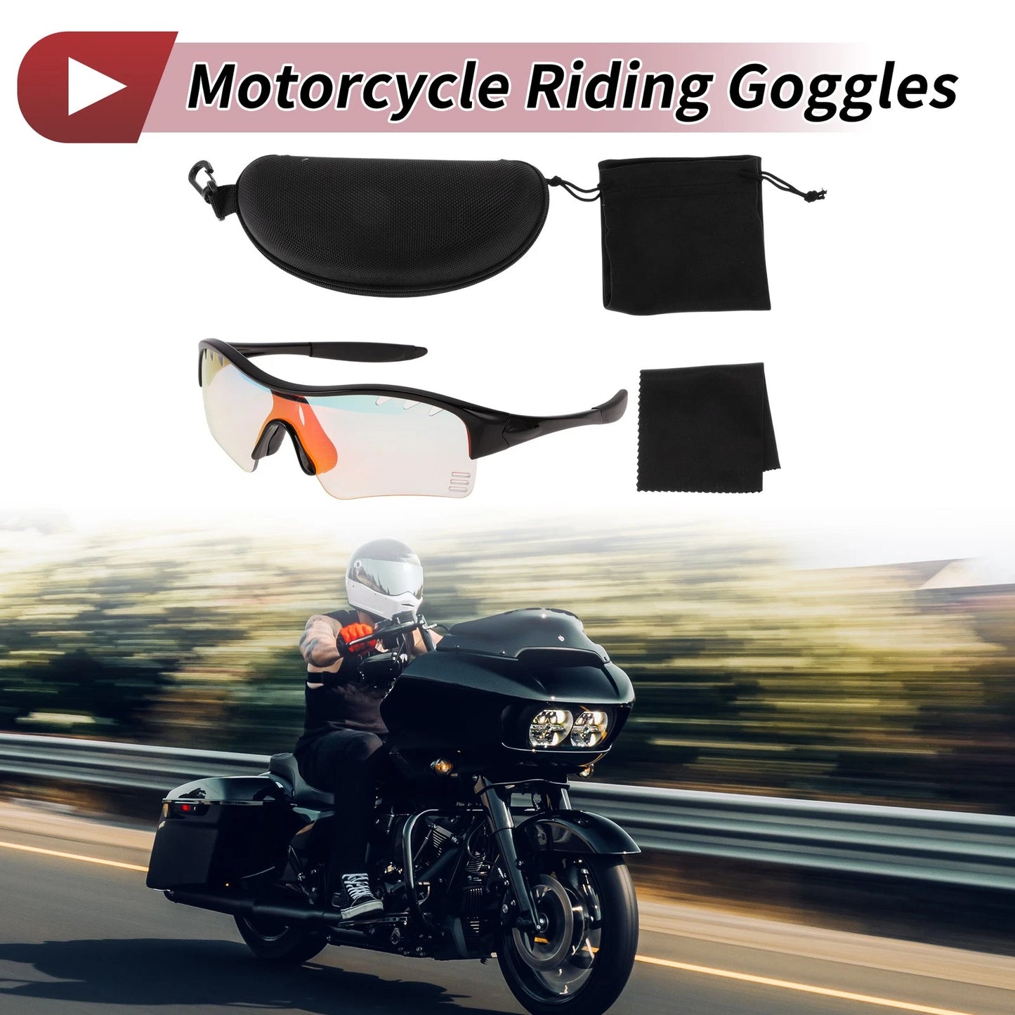 Goggles / 1 x Motorcycle Goggles Light Red Lens Black Frame PC TPU for Bike