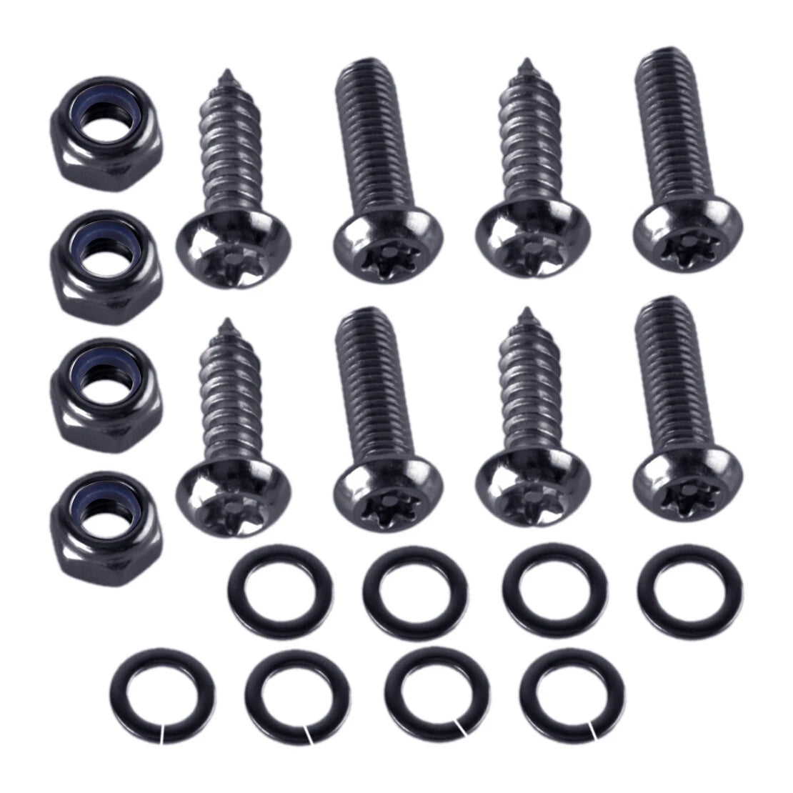 Black License Plate Screws  Stainless Steel Bolts Caps for Car Fasteners