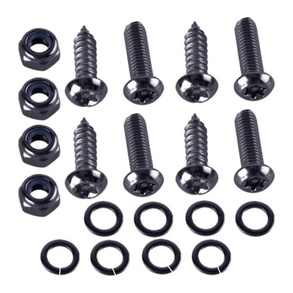 Black License Plate Screws  Stainless Steel Bolts Caps for Car Fasteners