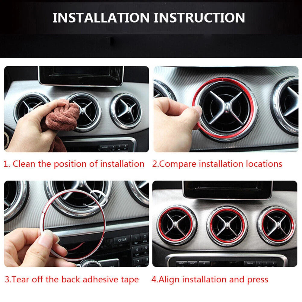 AC Air Vent Outlet Inner Ring Cover Trim for Mercedes Benz C Class W205 (2015-2021)