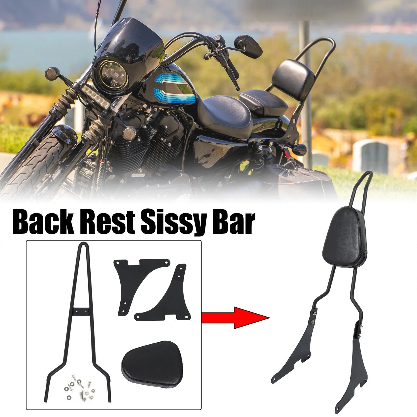 Motorcycle Rear Seat Back Rest Sissy Bar for Harley Davidson Dyna (2008–2017)