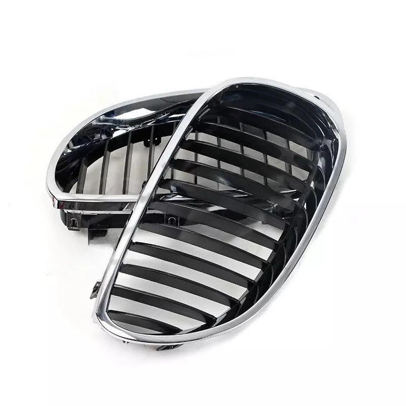 Pair Chrome/Black Front Grille for BMW 5-Series E60/E61 (2004–2009)