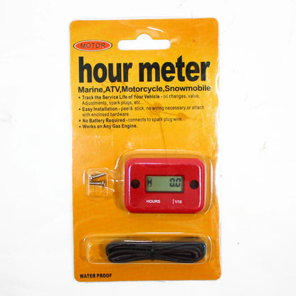 Inductive Waterproof Hour Meter for ATV Motorcycle Dirt Bike Gas Engine RED