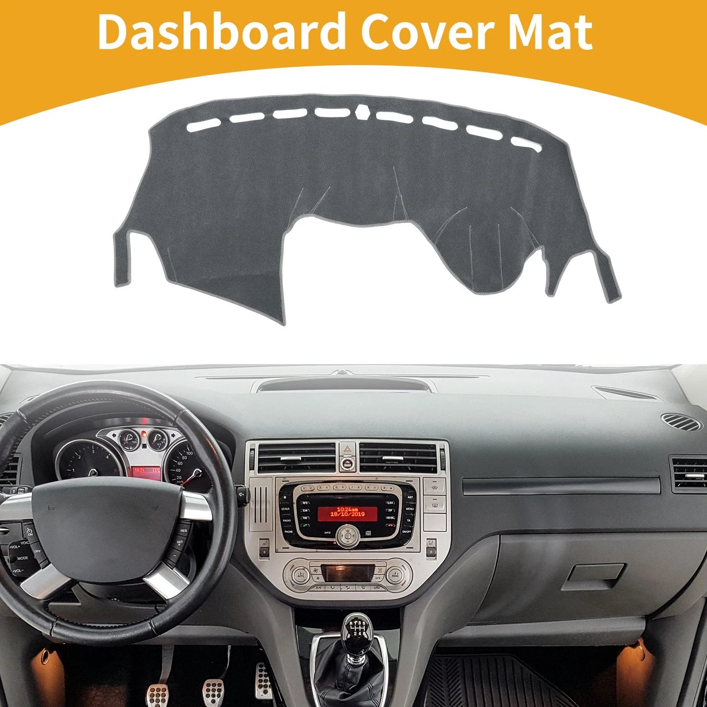 Dashboard Cover Mat for Ford Kuga 2015-2020 Gray 1 x Carpet