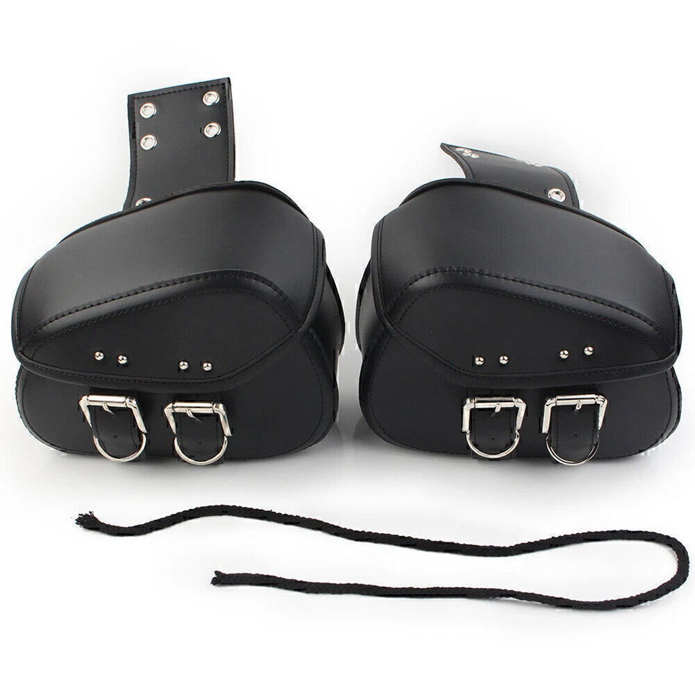 Black PU Leather Saddle Bags for Sportster Dyna Motorcycle