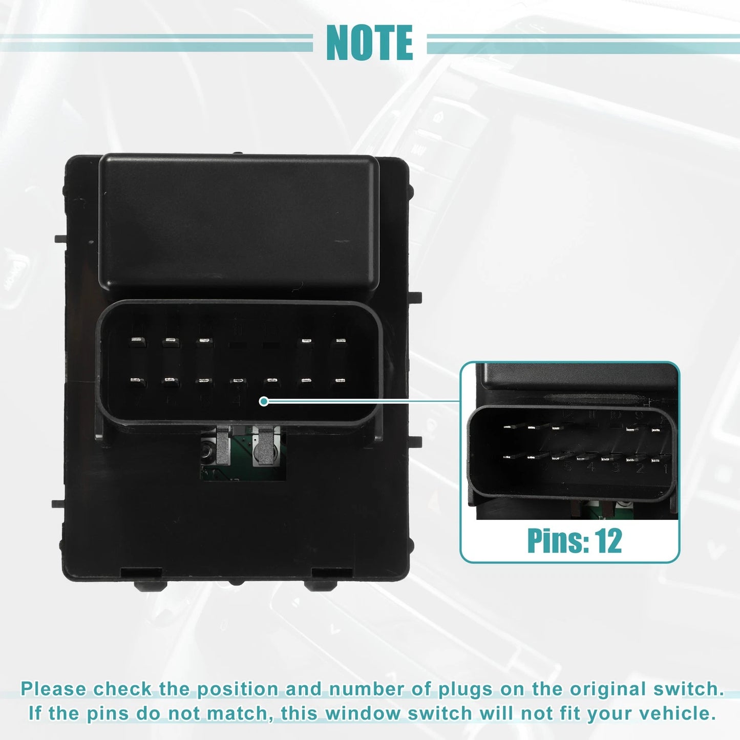 Front Left Driver Side Master Power Window Switch for Jeep Wrangler (2007-2018)