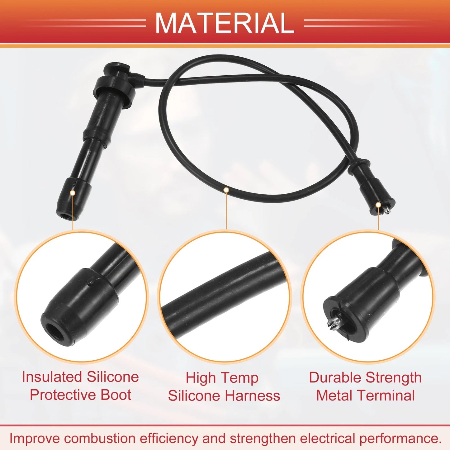 3pcs Spark Plug Wire Ignition Coil Cable for Kia Sorento (2003-2006)
