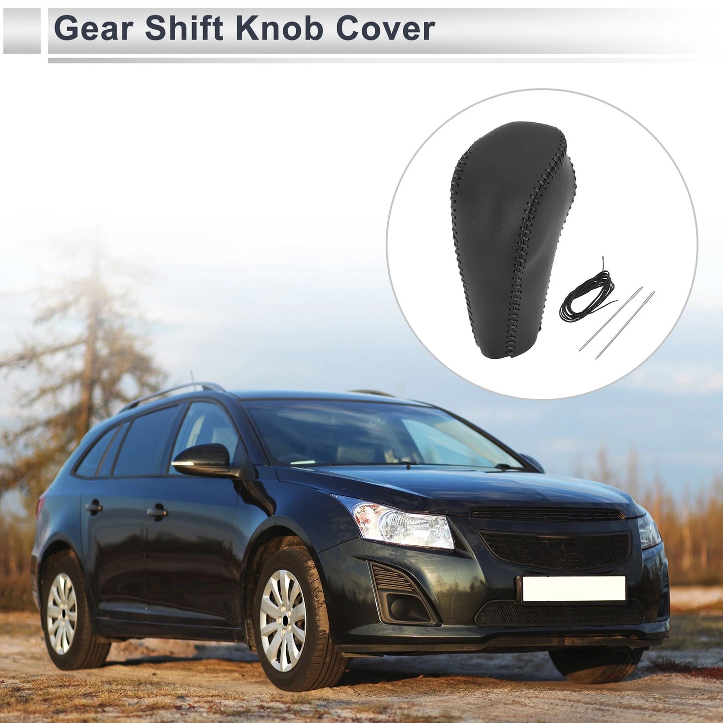 Gear Shift Knob Cover for Chevrolet Cruze Black Faux Leather (2011-2015)