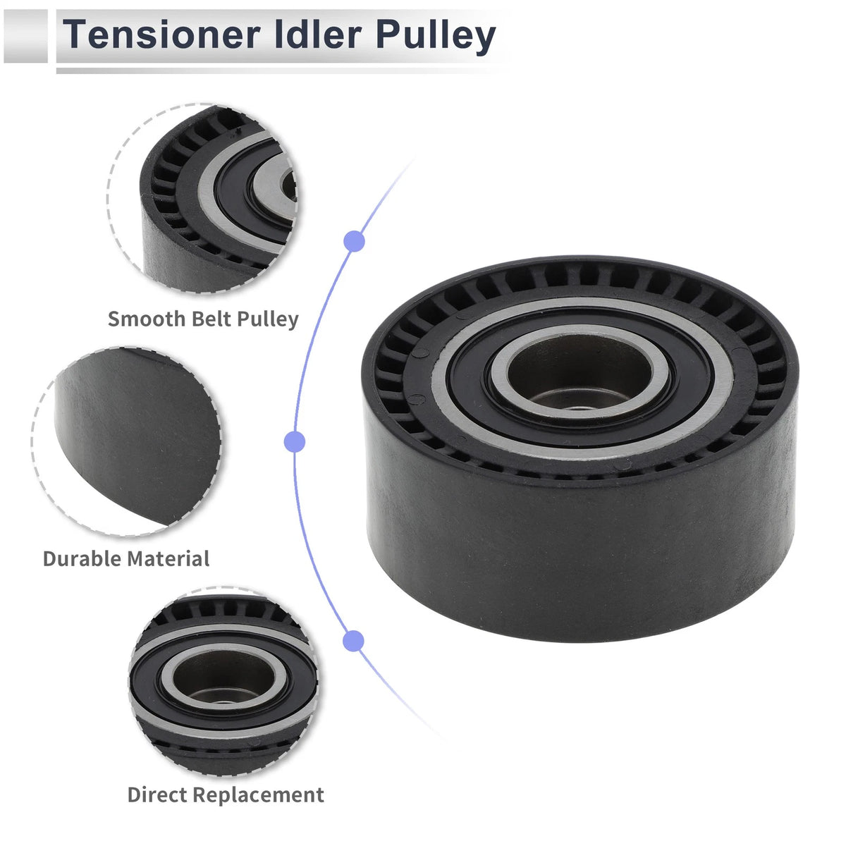 Drive Belt Idler Pulley for Mercedes-Benz C-Class (2017-2023) Black