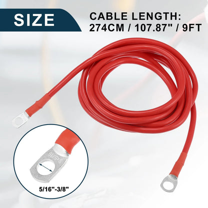 9ft 5/16-3/8 Red Battery Inverter Cable for Car Marine
