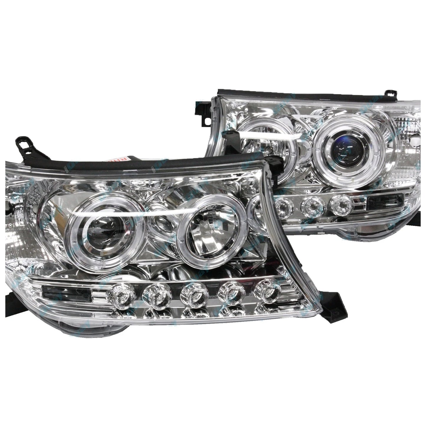 2 Headlights for Toyota Landcruiser 200 Series 07-15 Angel Eye Projector LED