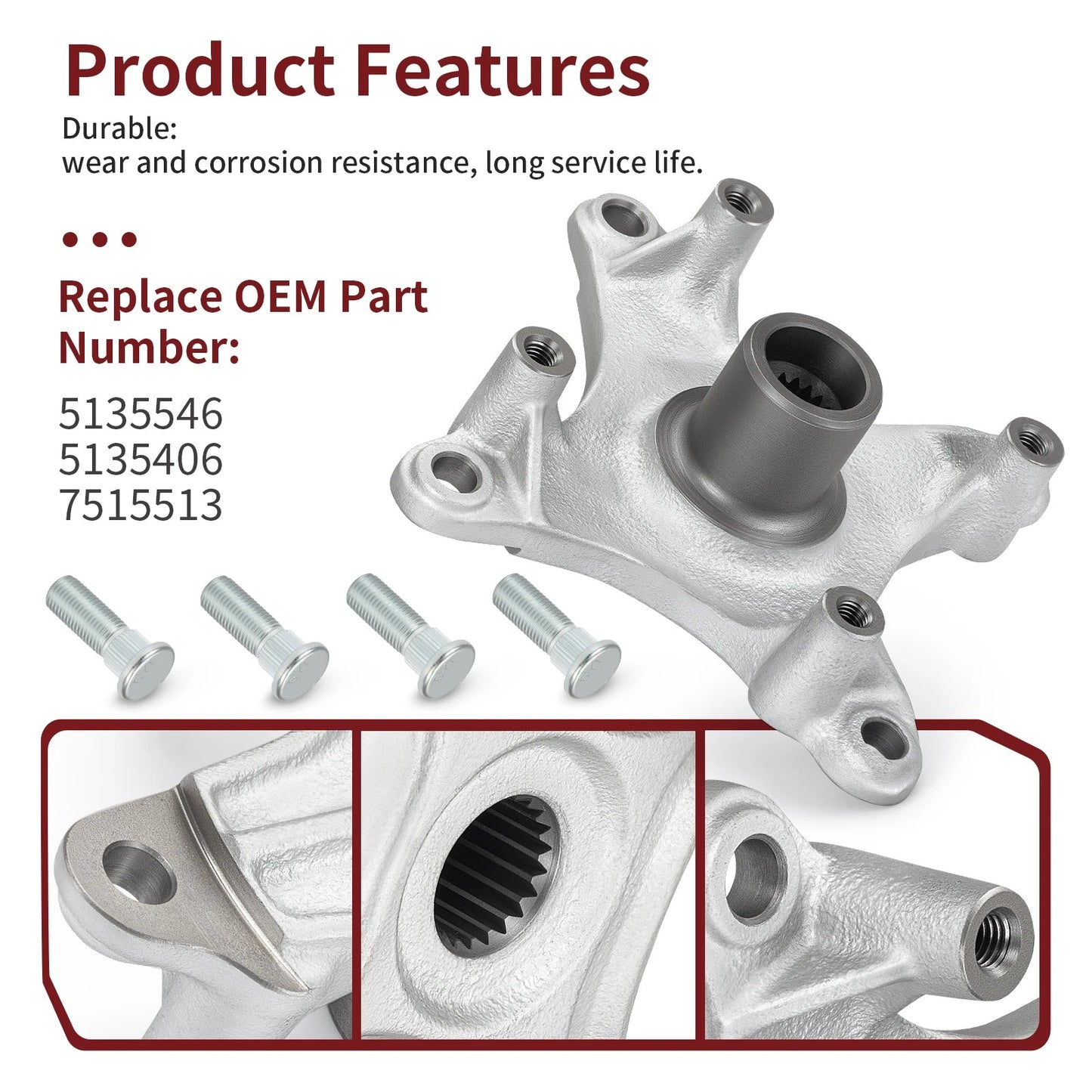 Rear Left/Right Hub & Bolt for Polaris Hawkeye 300 2x4 (2006-2011)