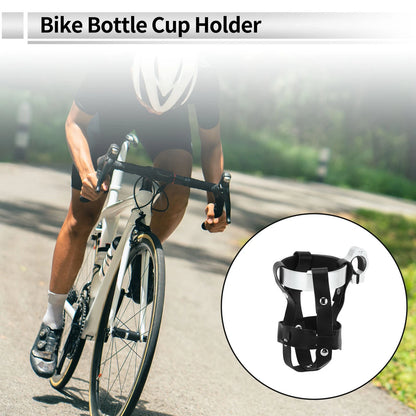 Water Bottle Cup Holder for Motorcycle/Bicycle Black Silver PU Aluminum Alloy