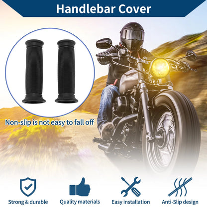 7/8" 22mm Hand Grips for Motorcycle Rubber Black 1 x Pair