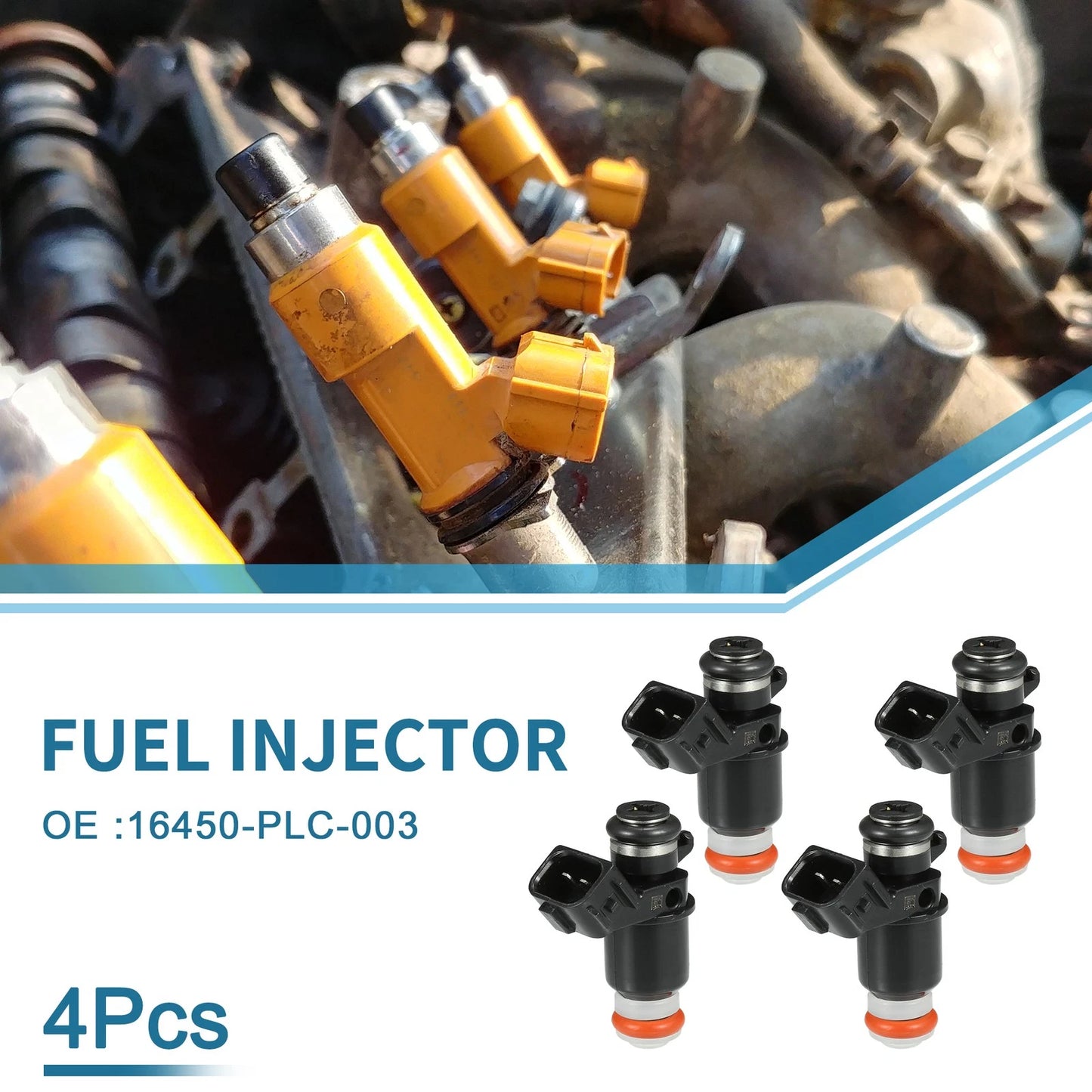 Fuel Injector 4 x for Honda Civic (2001-2005) DX, LX 1.7L Black