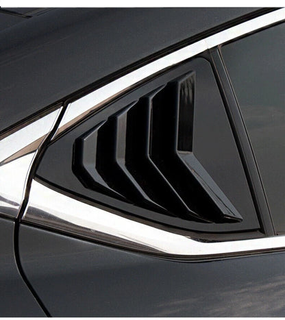Gloss Black Rear Window Vent Shutter Louver Cover Trim for Lexus ES (2019–2023)