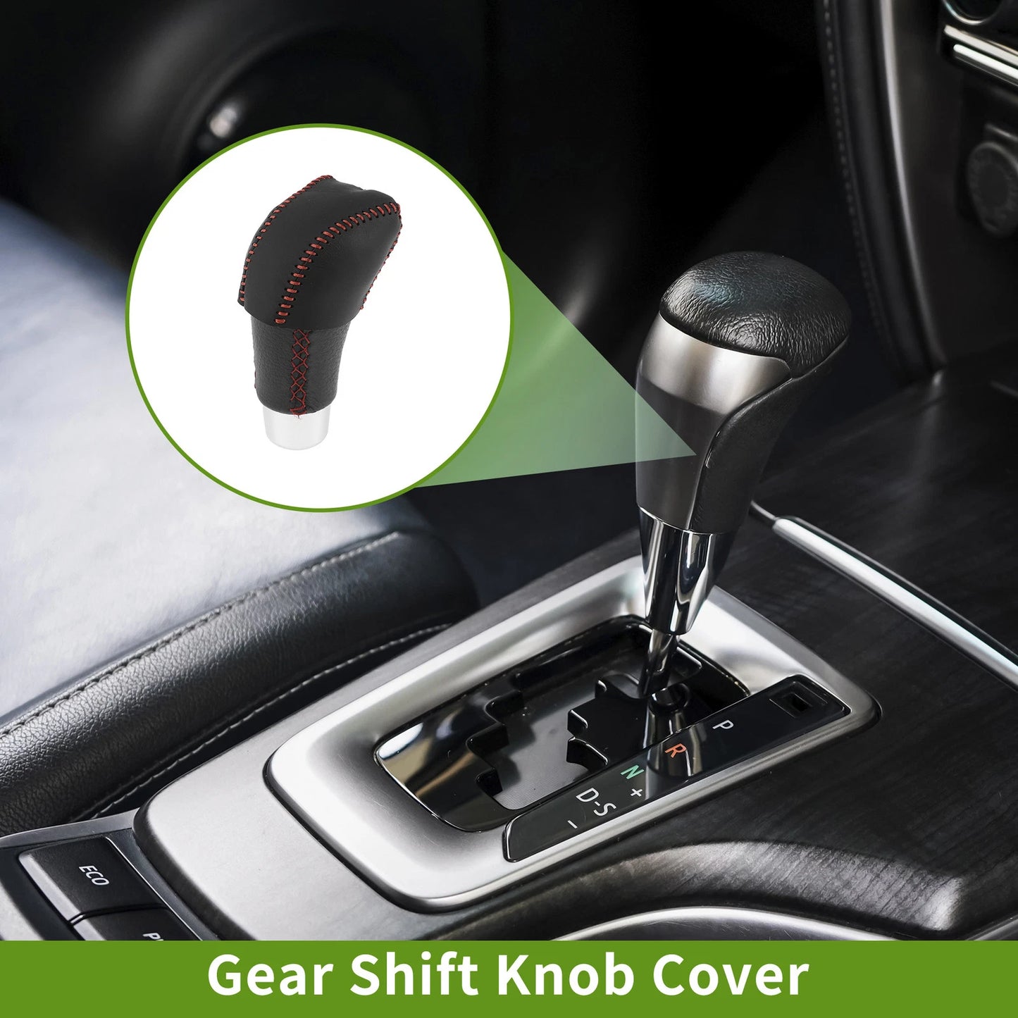 Car Gear Shift Knob Cover for Lexus RX350 2023-2024 Black Red Faux Leather