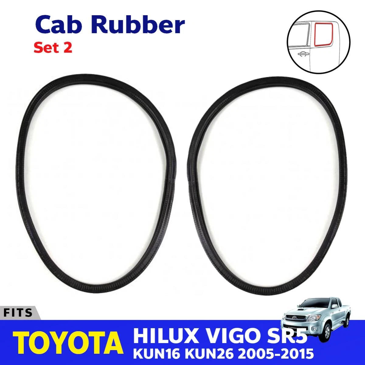 CAB Rubber Seal Weatherstrip Pair Fits Toyota Hilux Vigo SR5 Pickup 2005-15 D09