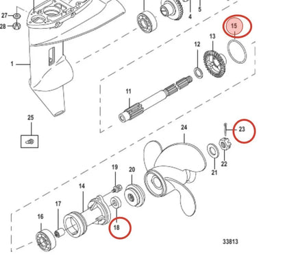Lower Unit Oil Seal for Mercury Marine 9.9/15/20HP Models (26-161622)