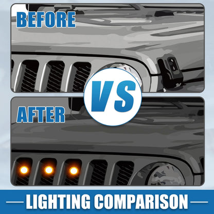 LED Front Grille Lights Set for Jeep Gladiator JT (2020-2023) Amber Black