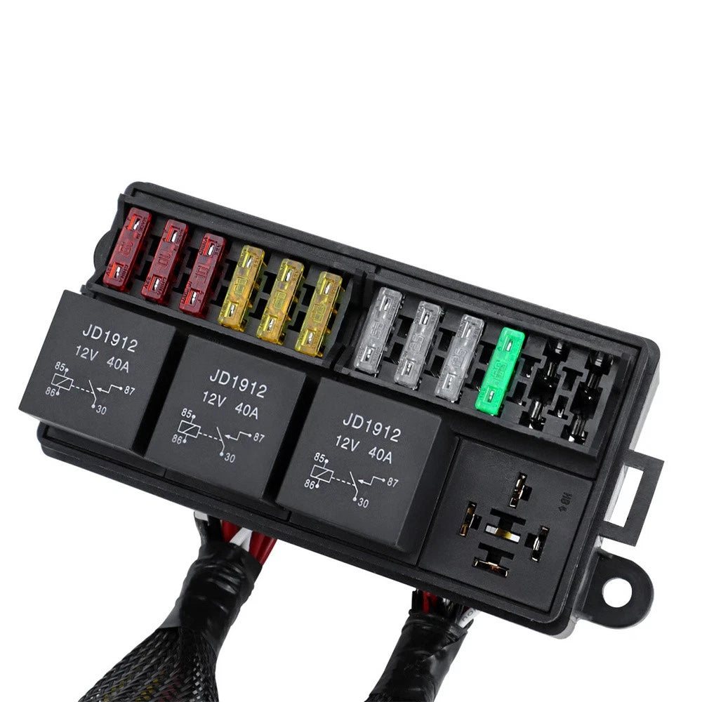 4 x 40A Relay & 12 Fuses Pre-Wired Fuse Relay Box for Car Marine Boat